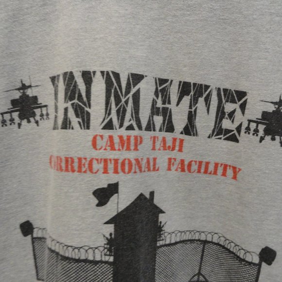 Camp Taji IRAQ Inmate funny T~Psychotic on back~EUC~Military fan - Picture 3 of 4